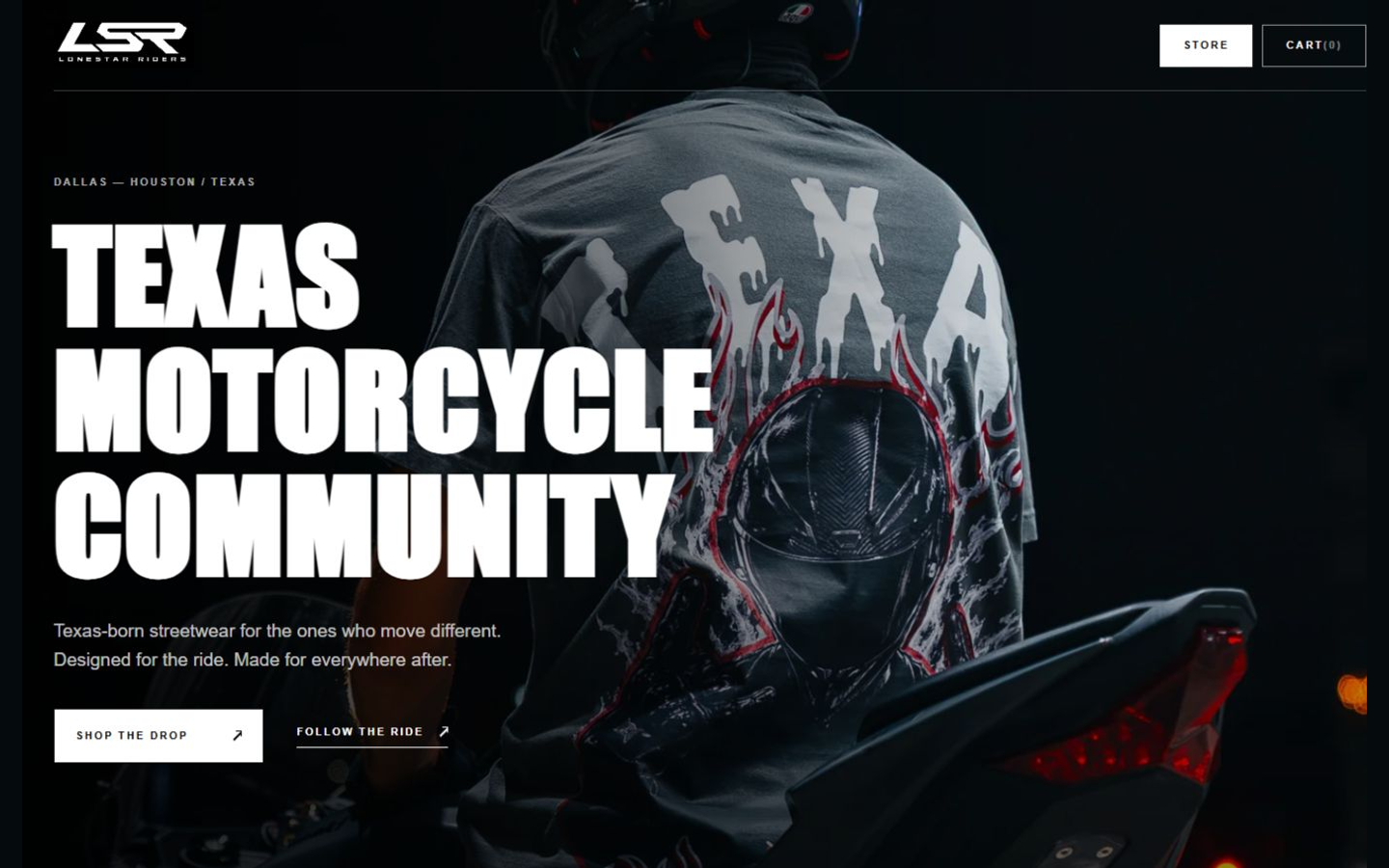 Lonestar Riders streetwear homepage screenshot